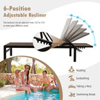 6-Position Chaise Lounge Chairs with Rustproof Aluminium Frame - 60.5-78 x 25 x 39.5-25.5 (L x W x H)