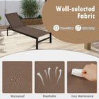 6-Position Chaise Lounge Chairs with Rustproof Aluminium Frame - 60.5-78 x 25 x 39.5-25.5 (L x W x H)