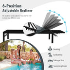 6-Position Chaise Lounge Chairs with Rustproof Aluminium Frame - 60.5-78 x 25 x 39.5-25.5 (L x W x H)