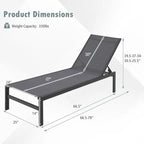 6-Position Chaise Lounge Chairs with Rustproof Aluminium Frame - 60.5-78 x 25 x 39.5-25.5 (L x W x H)