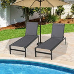 6-Position Chaise Lounge Chairs with Rustproof Aluminium Frame - 60.5-78 x 25 x 39.5-25.5 (L x W x H)