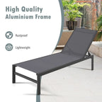 6-Position Chaise Lounge Chairs with Rustproof Aluminium Frame - 60.5-78 x 25 x 39.5-25.5 (L x W x H)