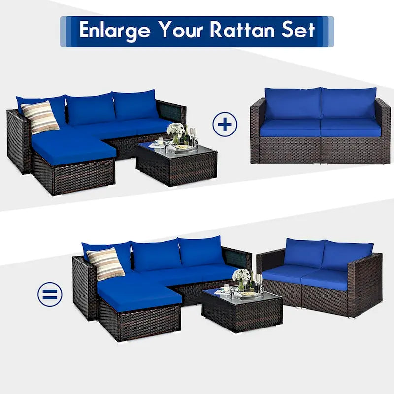 Costway 4PCS Patio Rattan Corner Sofa Sectional Furniture Set - See Details