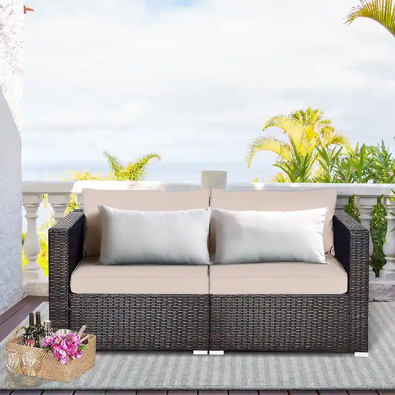 Costway 4PCS Patio Rattan Corner Sofa Sectional Furniture Set - See Details
