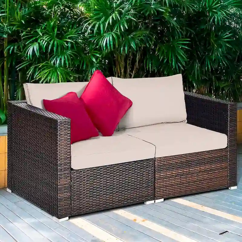 Costway 4PCS Patio Rattan Corner Sofa Sectional Furniture Set - See Details