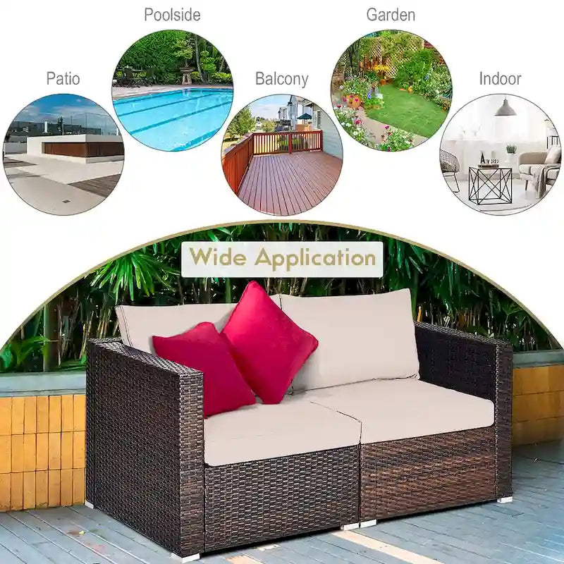 Costway 4PCS Patio Rattan Corner Sofa Sectional Furniture Set - See Details