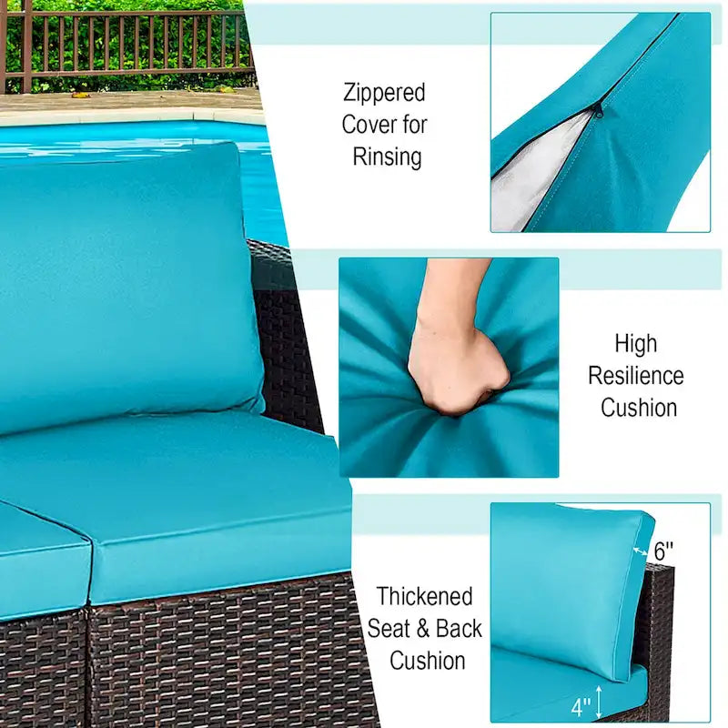 Costway 4PCS Patio Rattan Corner Sofa Sectional Furniture Set - See Details