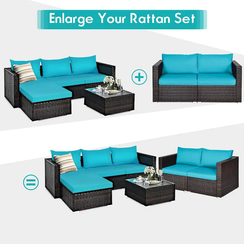 Costway 4PCS Patio Rattan Corner Sofa Sectional Furniture Set - See Details