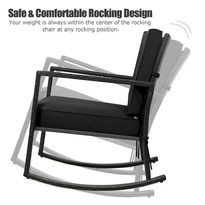 Gymax Outdoor Wicker Rocking Chair Patio Lawn Rattan Single Chair - See Details