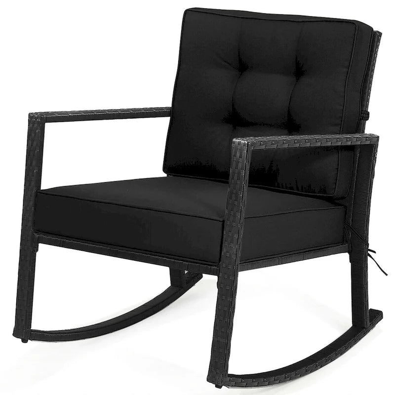 Gymax Outdoor Wicker Rocking Chair Patio Lawn Rattan Single Chair - See Details