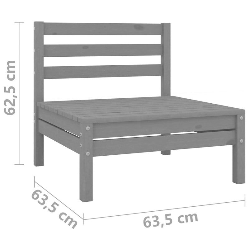 vidaXL 3 Piece Patio Lounge Set Solid Pinewood Gray - 25 x 25 x 24.6