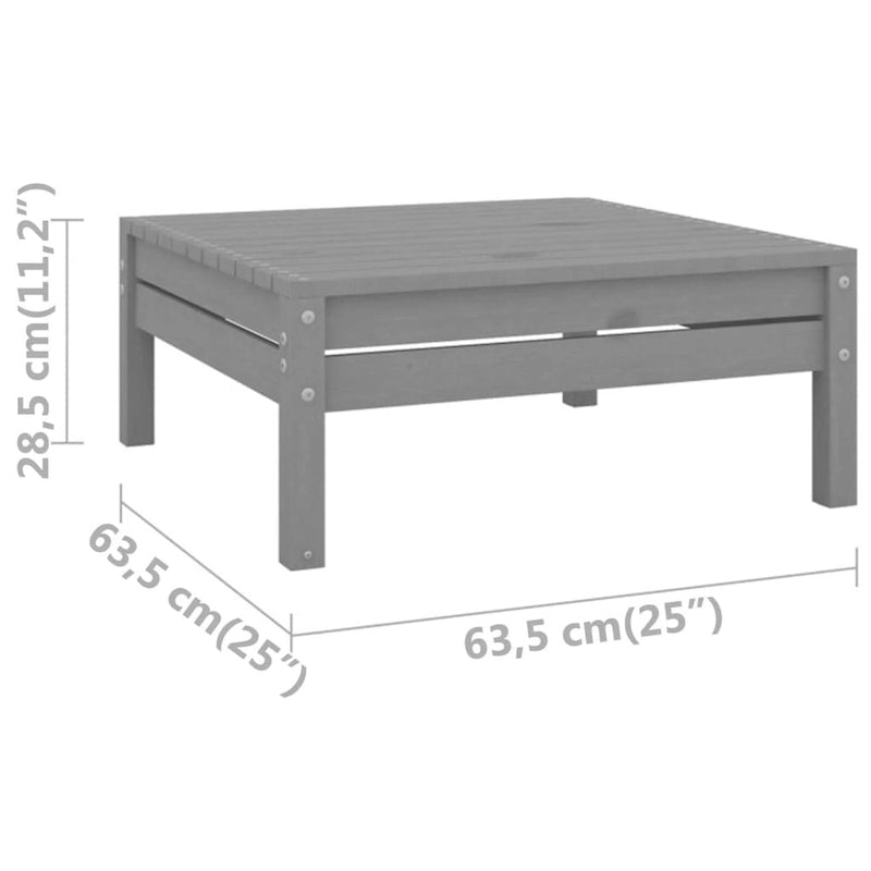 vidaXL 3 Piece Patio Lounge Set Solid Pinewood Gray - 25 x 25 x 24.6