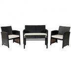 4Pcs Patio Rattan Cushioned Furniture Set - 43.5 x 25 x 31 (L x W x H)
