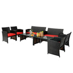 4Pcs Patio Rattan Cushioned Furniture Set - 43.5 x 25 x 31 (L x W x H)