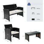 4Pcs Patio Rattan Cushioned Furniture Set - 43.5 x 25 x 31 (L x W x H)