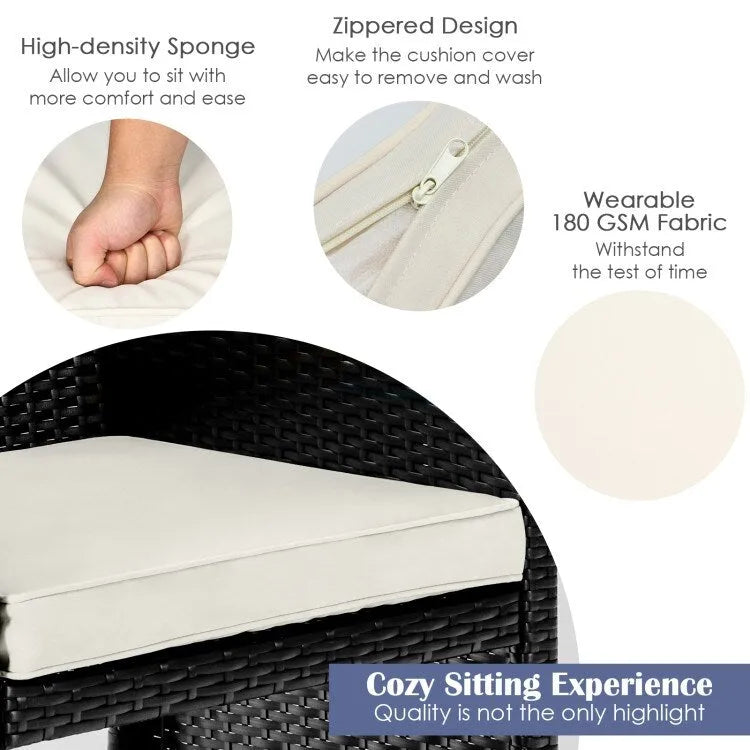 4Pcs Patio Rattan Cushioned Furniture Set - 43.5 x 25 x 31 (L x W x H)