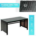 4Pcs Patio Rattan Cushioned Furniture Set - 43.5 x 25 x 31 (L x W x H)