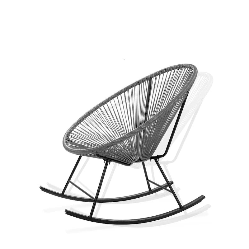 3 Piece Oval Patio Woven Rocking Chair Bistro Set - 35.5 inches L x 29 inches W x 35.5 inches H