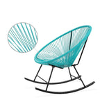 3 Piece Oval Patio Woven Rocking Chair Bistro Set - 35.5 inches L x 29 inches W x 35.5 inches H