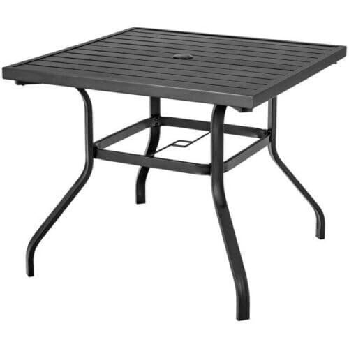 37 Inch Square Patio Dining Table with Umbrella Pole Hole - 37 x 37 x 29