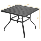 37 Inch Square Patio Dining Table with Umbrella Pole Hole - 37 x 37 x 29