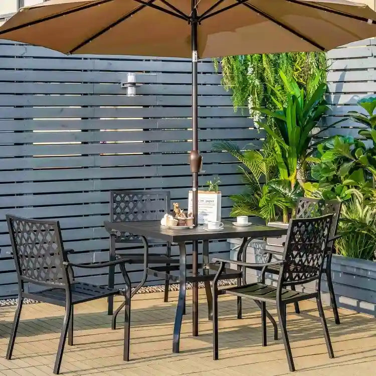 37 Inch Square Patio Dining Table with Umbrella Pole Hole - 37 x 37 x 29
