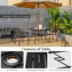 37 Inch Square Patio Dining Table with Umbrella Pole Hole - 37 x 37 x 29