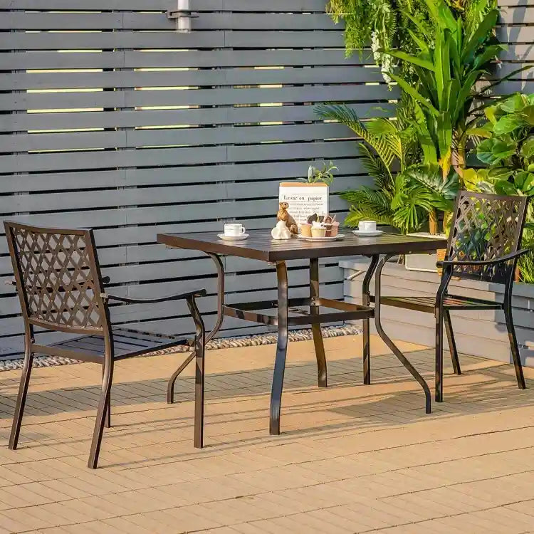 37 Inch Square Patio Dining Table with Umbrella Pole Hole - 37 x 37 x 29