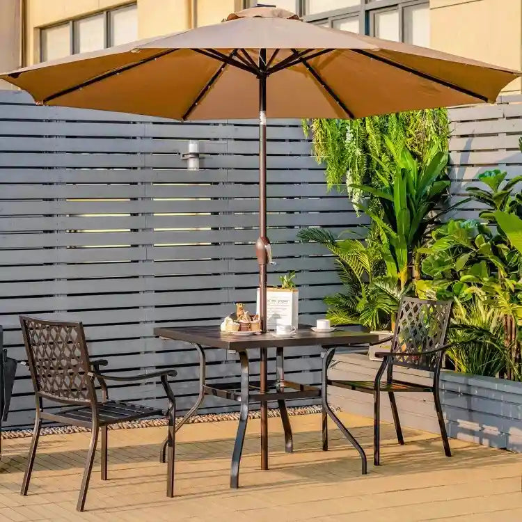 37 Inch Square Patio Dining Table with Umbrella Pole Hole - 37 x 37 x 29