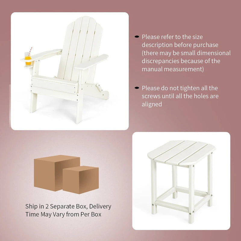 Costway 2PCS Patio Adirondack Chair Side Table Set Weather Resistant