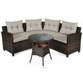 4 Pcs Furniture Patio Set Outdoor Wicker Sofa Set - 31.5 x 25.5 x 29 (L x W x H)