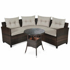 4 Pcs Furniture Patio Set Outdoor Wicker Sofa Set - 31.5 x 25.5 x 29 (L x W x H)