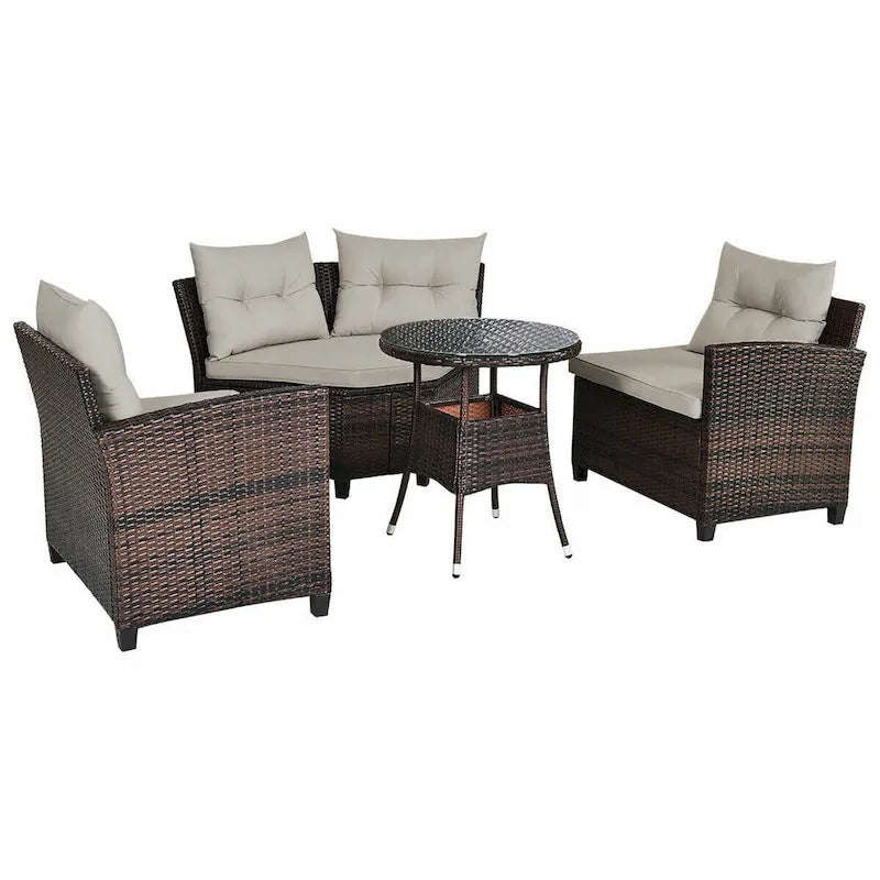 4 Pcs Furniture Patio Set Outdoor Wicker Sofa Set - 31.5 x 25.5 x 29 (L x W x H)