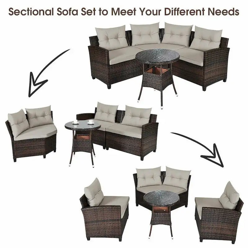 4 Pcs Furniture Patio Set Outdoor Wicker Sofa Set - 31.5 x 25.5 x 29 (L x W x H)