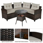4 Pcs Furniture Patio Set Outdoor Wicker Sofa Set - 31.5 x 25.5 x 29 (L x W x H)