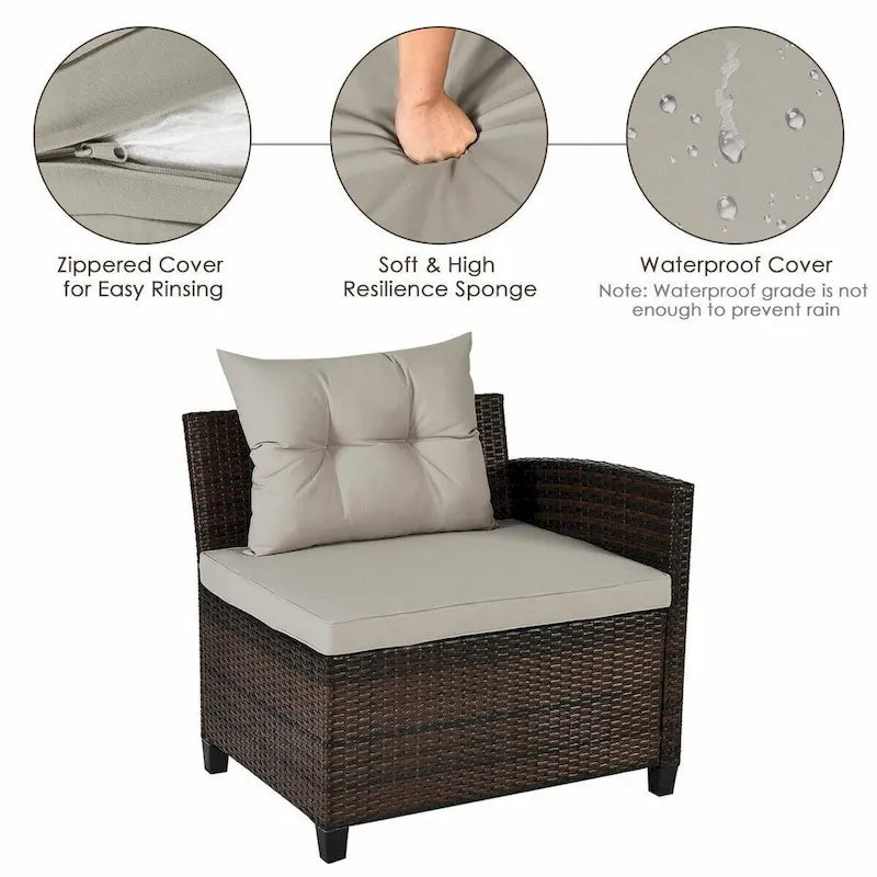 4 Pcs Furniture Patio Set Outdoor Wicker Sofa Set - 31.5 x 25.5 x 29 (L x W x H)