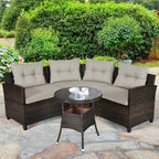 4 Pcs Furniture Patio Set Outdoor Wicker Sofa Set - 31.5 x 25.5 x 29 (L x W x H)