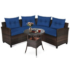 4 Pcs Furniture Patio Set Outdoor Wicker Sofa Set - 31.5 x 25.5 x 29 (L x W x H)