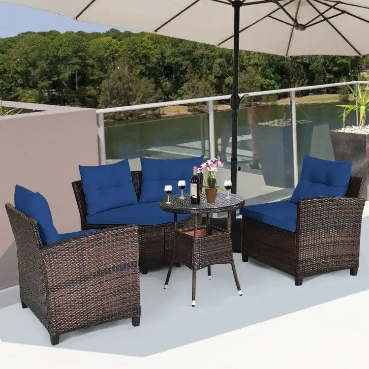 4 Pcs Furniture Patio Set Outdoor Wicker Sofa Set - 31.5 x 25.5 x 29 (L x W x H)