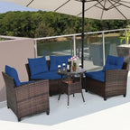 4 Pcs Furniture Patio Set Outdoor Wicker Sofa Set - 31.5 x 25.5 x 29 (L x W x H)
