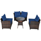 4 Pcs Furniture Patio Set Outdoor Wicker Sofa Set - 31.5 x 25.5 x 29 (L x W x H)