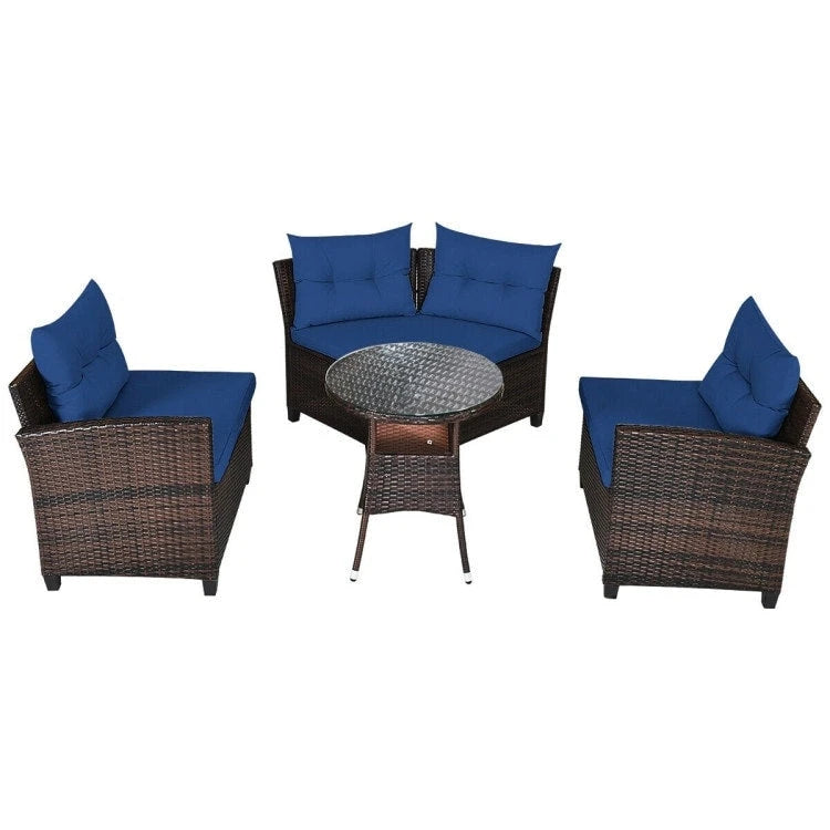 4 Pcs Furniture Patio Set Outdoor Wicker Sofa Set - 31.5 x 25.5 x 29 (L x W x H)