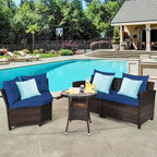 4 Pcs Furniture Patio Set Outdoor Wicker Sofa Set - 31.5 x 25.5 x 29 (L x W x H)