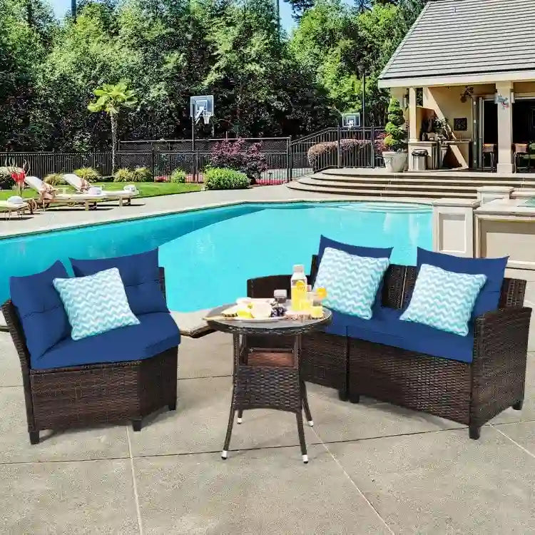 4 Pcs Furniture Patio Set Outdoor Wicker Sofa Set - 31.5 x 25.5 x 29 (L x W x H)