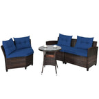 4 Pcs Furniture Patio Set Outdoor Wicker Sofa Set - 31.5 x 25.5 x 29 (L x W x H)