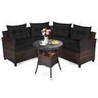 4 Pcs Furniture Patio Set Outdoor Wicker Sofa Set - 31.5 x 25.5 x 29 (L x W x H)