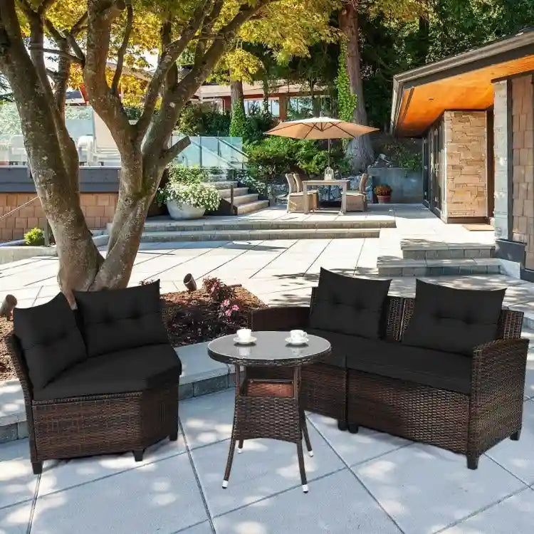 4 Pcs Furniture Patio Set Outdoor Wicker Sofa Set - 31.5 x 25.5 x 29 (L x W x H)