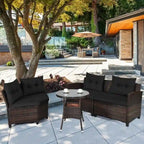 4 Pcs Furniture Patio Set Outdoor Wicker Sofa Set - 31.5 x 25.5 x 29 (L x W x H)