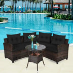 4 Pcs Furniture Patio Set Outdoor Wicker Sofa Set - 31.5 x 25.5 x 29 (L x W x H)
