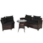 4 Pcs Furniture Patio Set Outdoor Wicker Sofa Set - 31.5 x 25.5 x 29 (L x W x H)